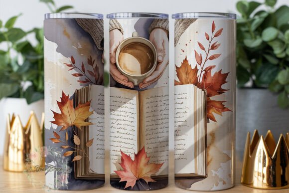 Autumn Book Coffee Tumbler Wrap Graphics Review