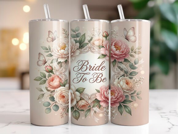 Bride to Be Floral Wreath 20oz Tumbler Graphics
