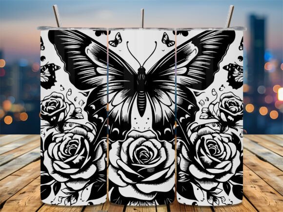 Butterfly Rose Garden Tumbler: Graphics for Crafts