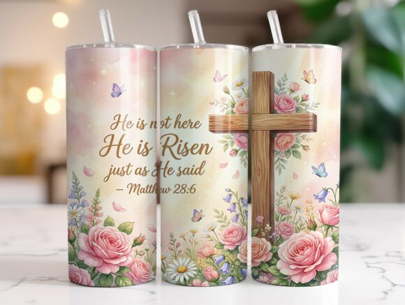 Christian Easter Cross Scripture Tumbler Graphics