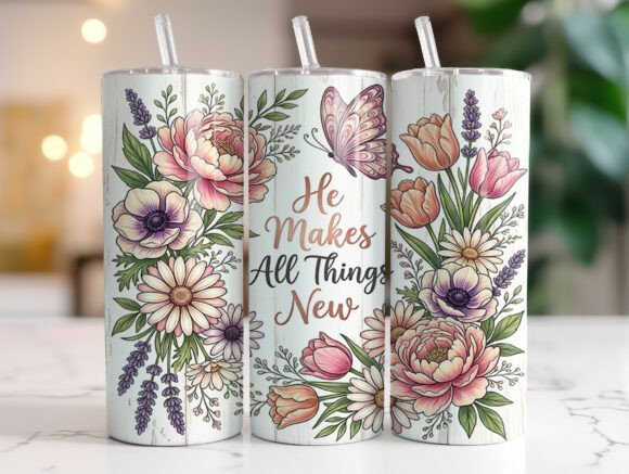 Christian Floral Scripture Tumbler Wrap