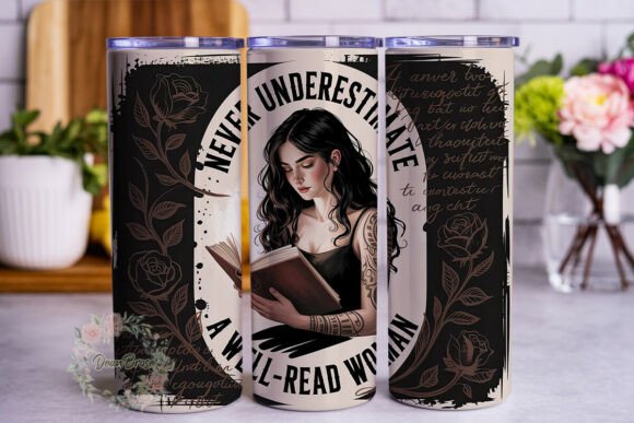 Dark Academia Book Lover Tumbler Wraps Graphics