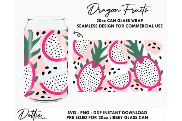 Dragon Fruit 20oz Glass Can Wrap: Graphics & Tumbler Wraps