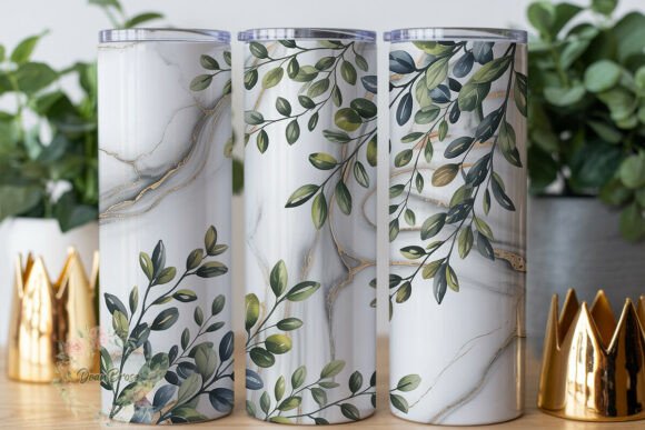 Elegant Marble Greenery Tumbler Wraps Graphics Review