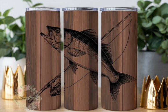 Fishing Wood Grain 20oz Tumbler Wrap Graphics