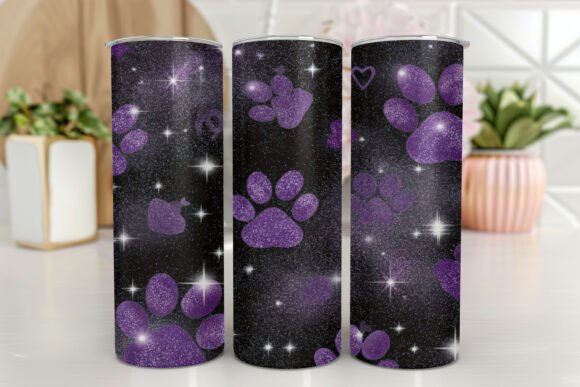 Glitter Dog Paw Tumbler Wrap Graphics