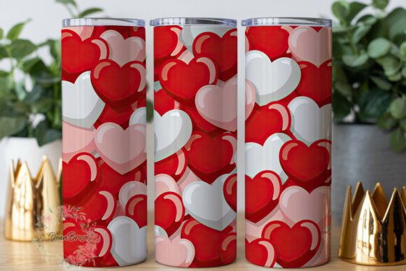 Glossy Love Hearts 20oz Tumbler Wrap Graphics