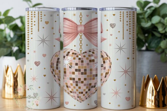 Heart Disco Ball Sparkle Tumbler Wraps Graphics