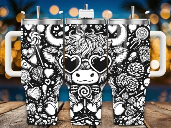 Highland Cow Heart 40oz Laser Tumbler Graphics for Crafts