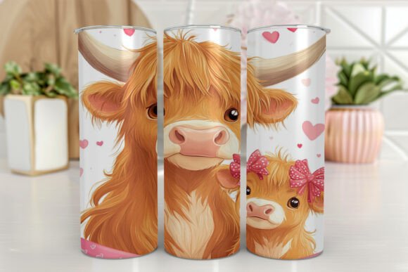Highland Cow Seamless Pattern Tumbler Graphics