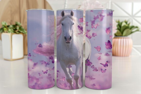 Horse with Butterflies Tumbler Wrap Graphics