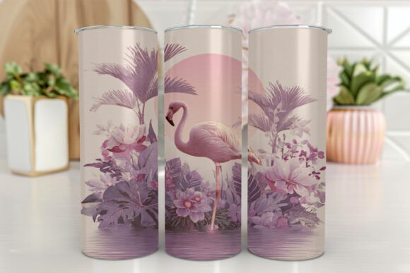 Pink Flamingo Glitter 20oz Tumbler Wrap Graphics