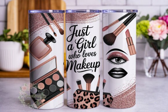 Rose Gold Makeup Glam 20oz Tumbler Wrap Graphics
