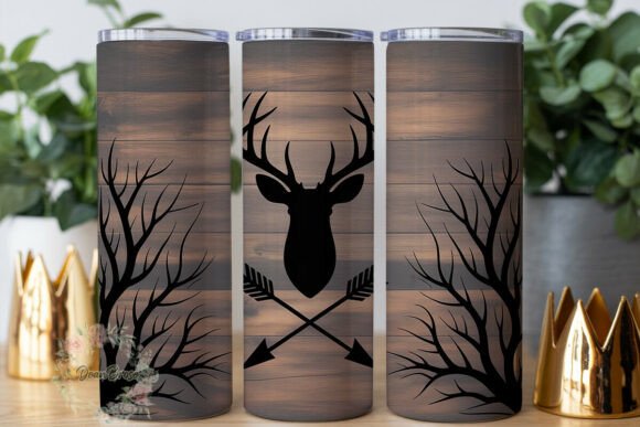 Rustic Deer Wood Grain Tumbler Wrap Graphics