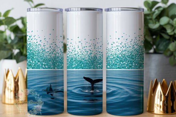 Shimmering Ocean Whale 20oz Tumbler Wrap Graphics