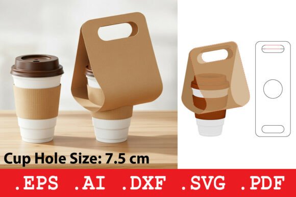 Single Cup Carrier with Handle Graphics and Boxes Amp