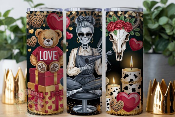 Skeleton Salon Lover Tumbler Wrap Graphics