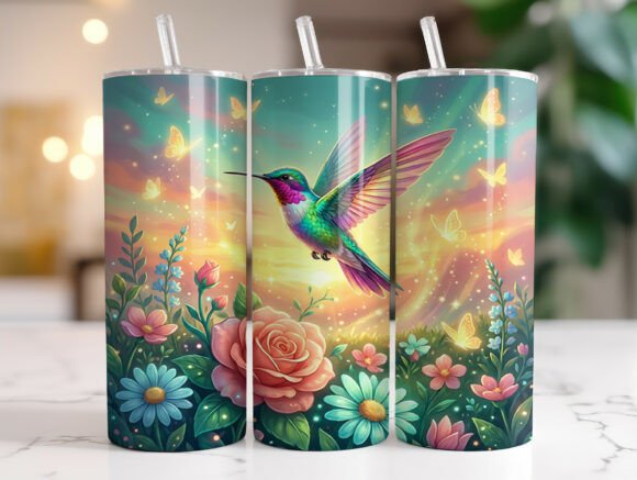 Sparklecore Hummingbird Floral Tumbler Graphics