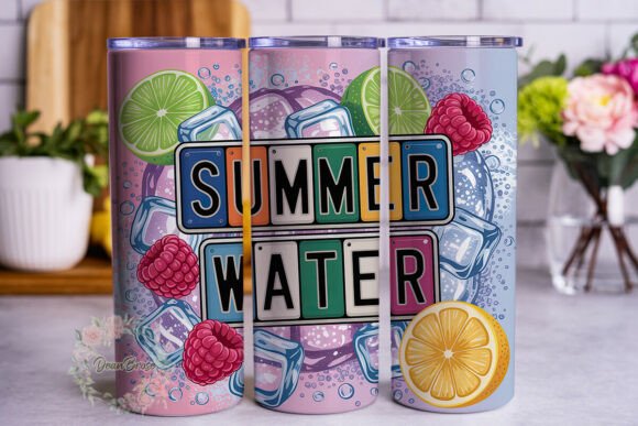 Summer Water Drink 20oz Tumbler Wrap Graphics