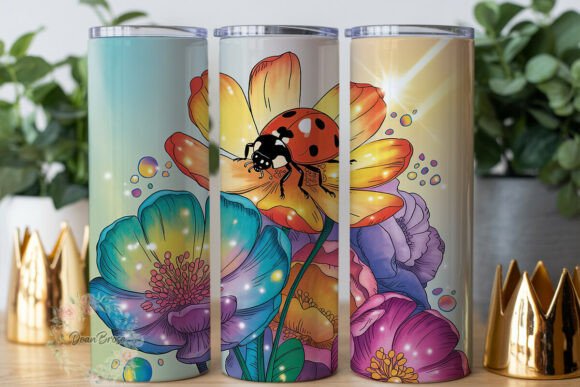 Vibrant Floral Ladybug Tumbler Wrap Graphics Review